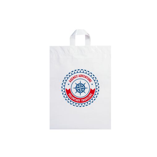 Custom Printed Fused Soft Loop Handle Plastic Bag (12"x15"x5") - Flexo Ink - 19SL12155-FI